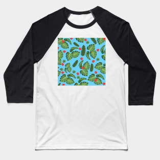 Tropical leaves Blue Baseball T-Shirt